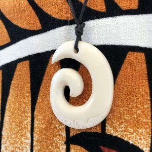 Polynesian Manaia Swirl Bone Pendant