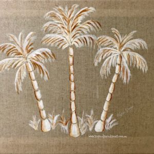 “Wongaling Palms” Hand Painted on Burlap