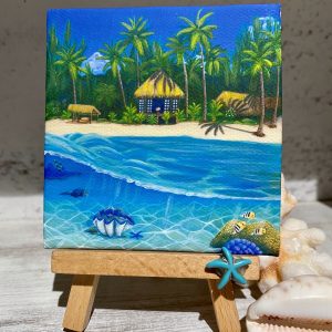 “Blue Heaven Island” Mini Print on Stand